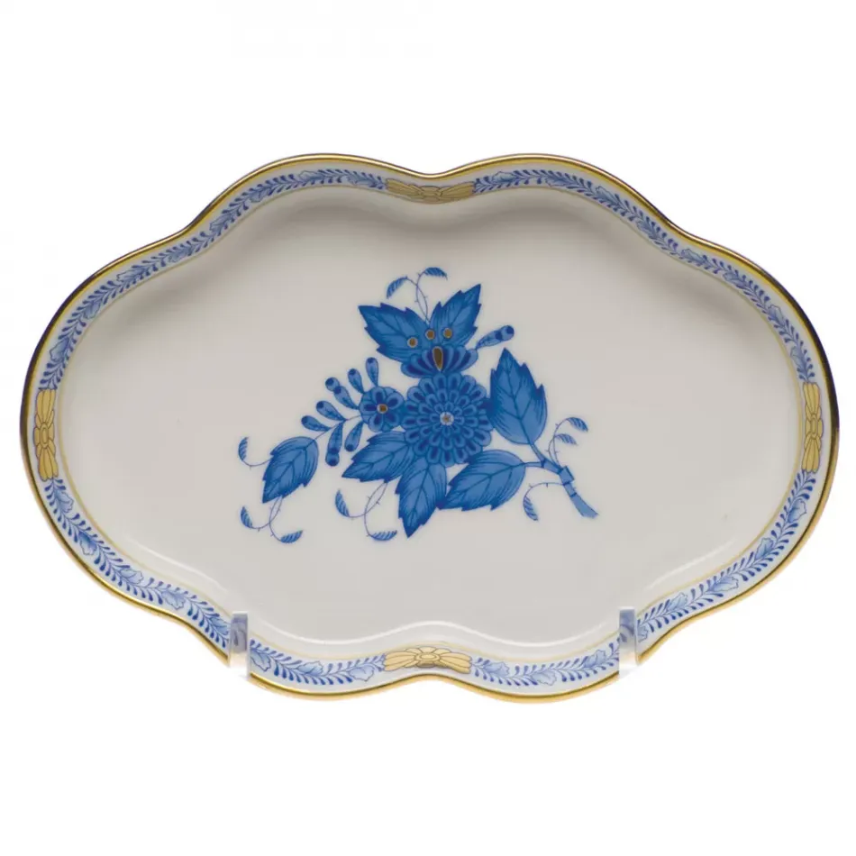 Chinese Bouquet Blue Small Scalloped Tray 5.5 in L