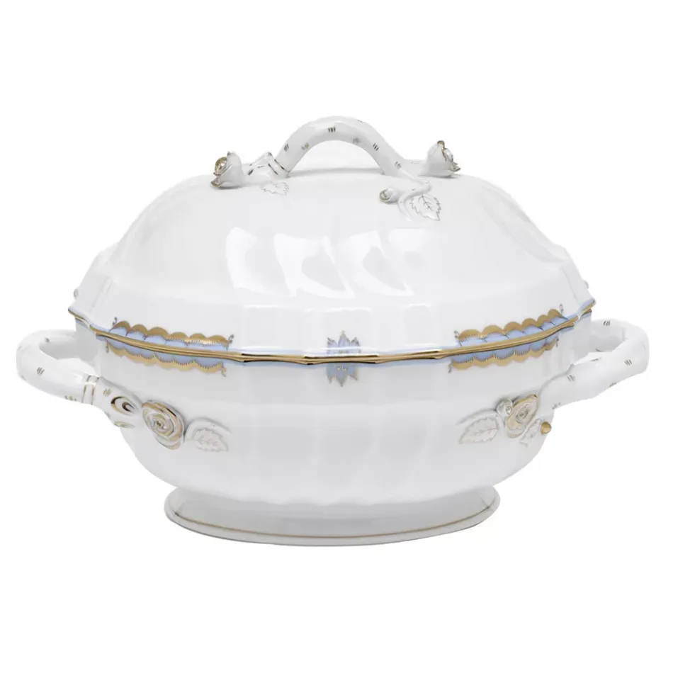 Princess Victoria Light Blue Tureen With Branch 2 Qt 9.5 in H