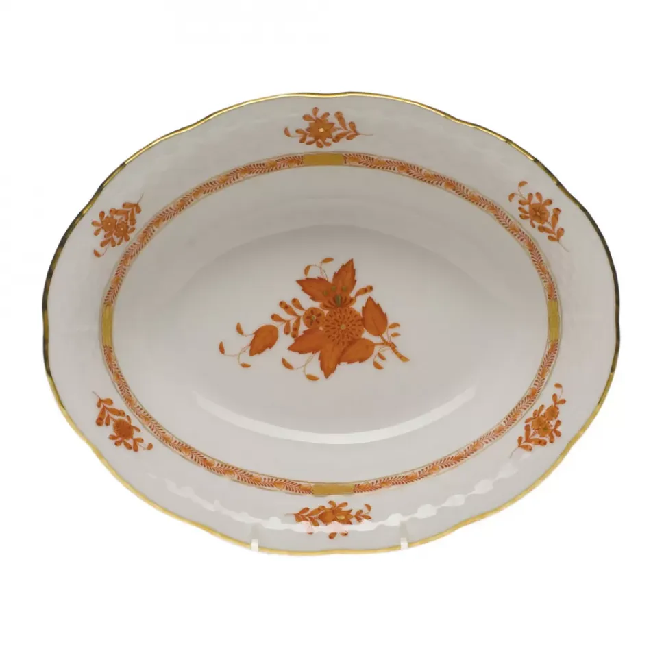 Chinese Bouquet Rust Oval Vegetable Dish 10 in L X 8 in W