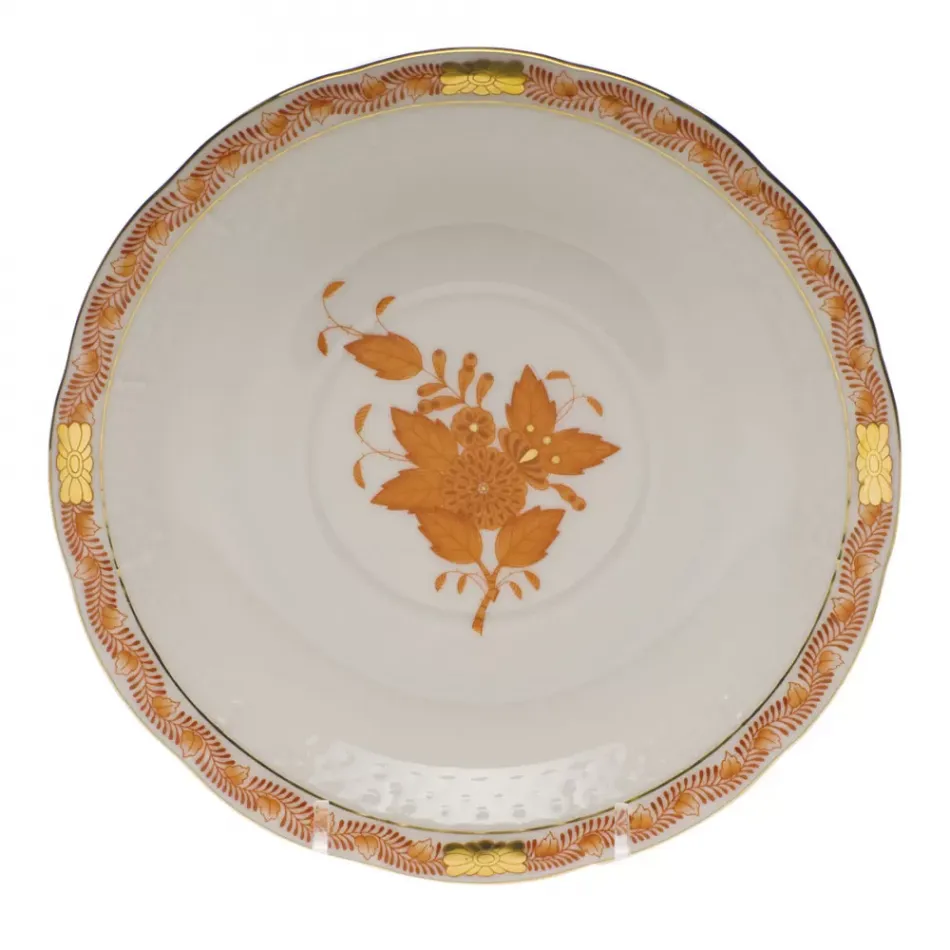 Chinese Bouquet Rust Cream Soup Stand 7.25 in D