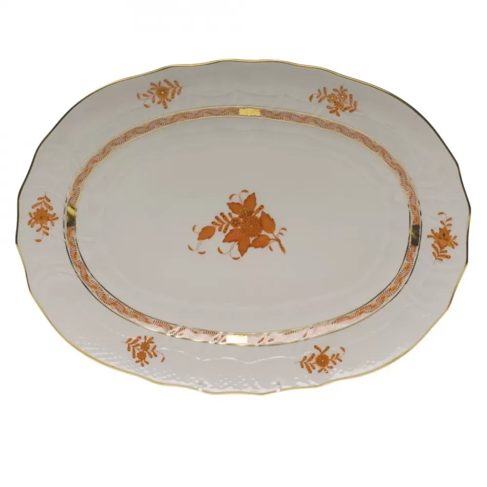 Chinese Bouquet Rust Platter 15 in L X 11.5 in W