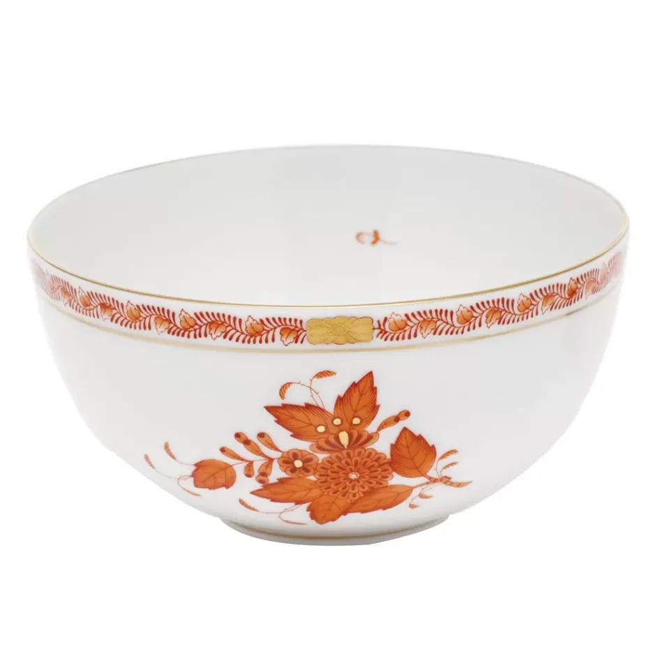 Chinese Bouquet Rust Small Bowl 3 in H X 5.75 in D