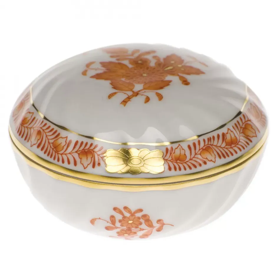 Chinese Bouquet Rust Ring Box 2.75 in D