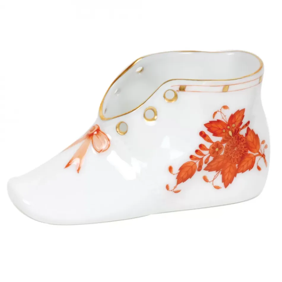 Chinese Bouquet Rust Baby Shoe 4.5 in L X 2.75 in H