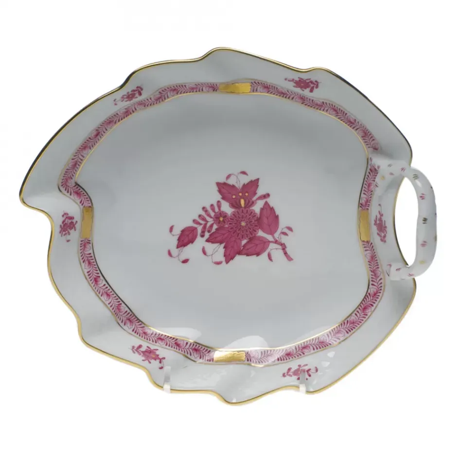 Chinese Bouquet Raspberry Leaf Dish 7.75 in L
