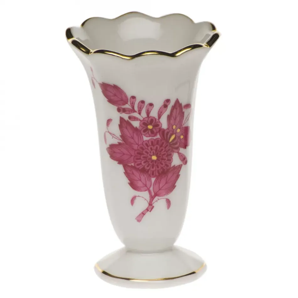 Chinese Bouquet Raspberry Scalloped Bud Vase 2.5 in H