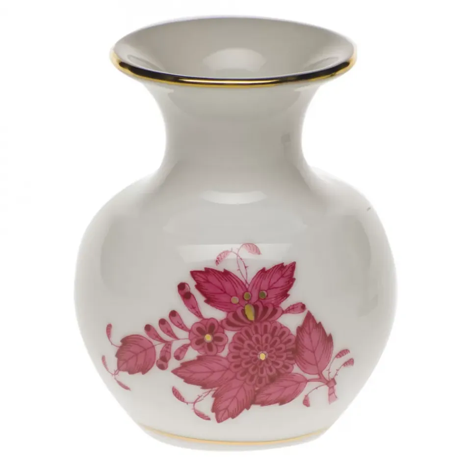 Chinese Bouquet Raspberry Medium Bud Vase With Lip 2.75 in H
