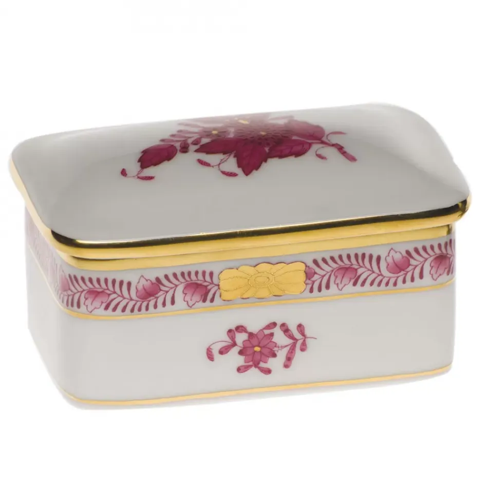 Chinese Bouquet Raspberry Rectangular Box 3 in L X 2 in W