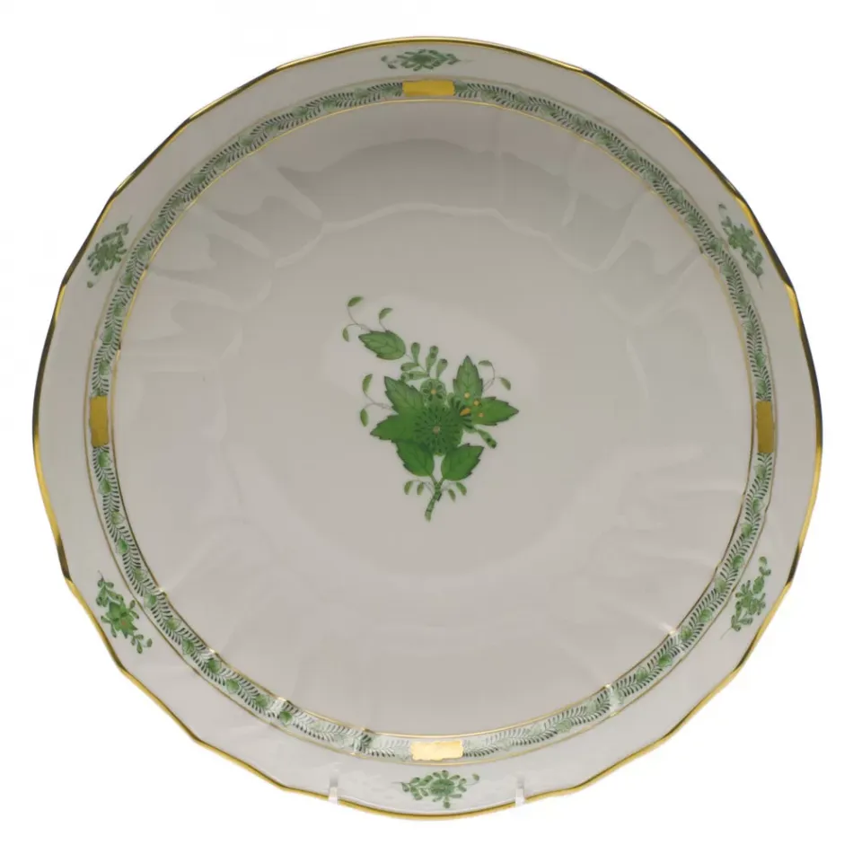 Chinese Bouquet Green Open Vegetable Bowl 10.5 in D