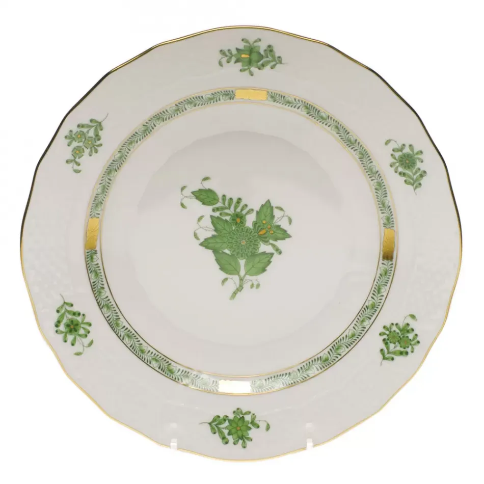 Chinese Bouquet Green Dessert Plate 8.25 in D