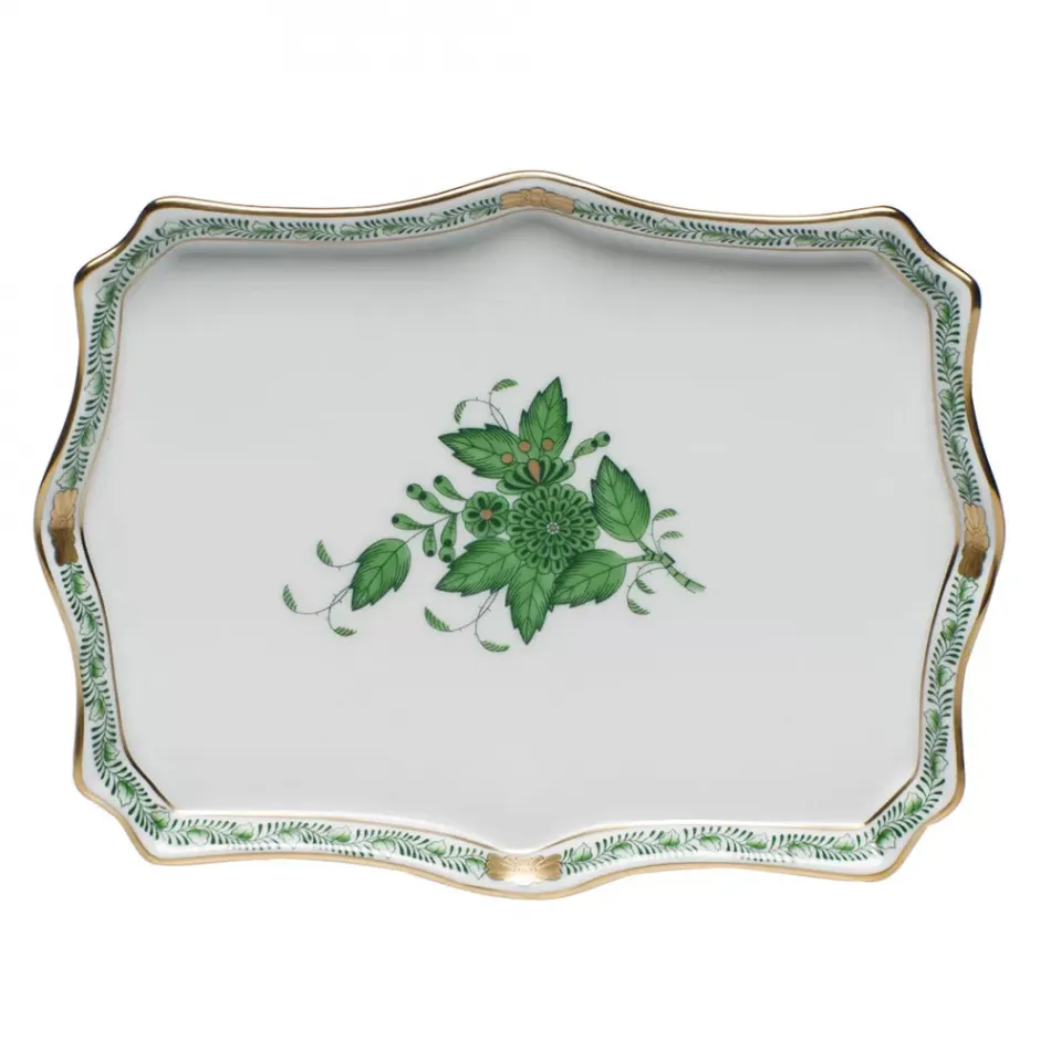 Chinese Bouquet Green Small Tray 7.5 in L X 5.5 in W