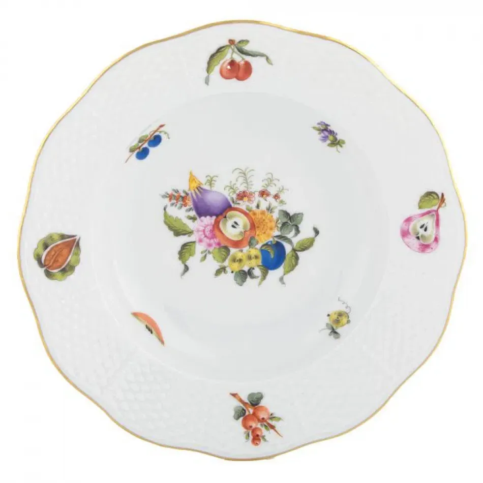 Fruits & Flowers Motif 01 Multicolor Rim Soup Plate 8 in D