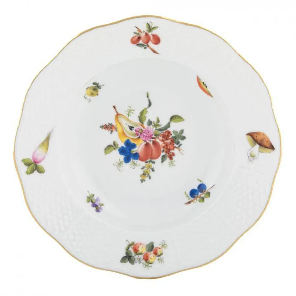 Fruits & Flowers Motif 03 Multicolor Rim Soup Plate 8 in D