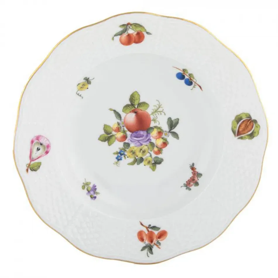 Fruits & Flowers Motif 11 Multicolor Rim Soup Plate 8 in D