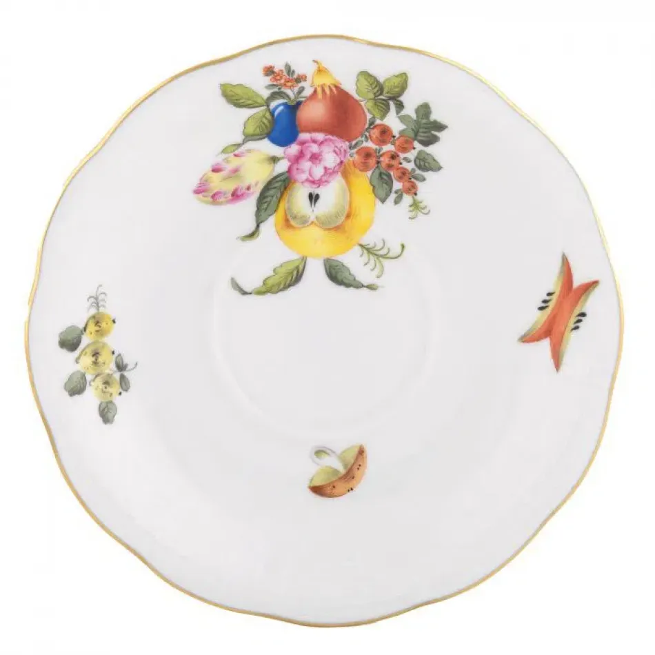 Fruits & Flowers Motif 02 Multicolor Tea Saucer 6 in D