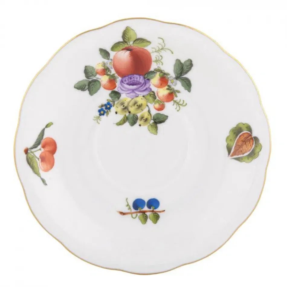 Fruits & Flowers Motif 11 Multicolor Tea Saucer 6 in D