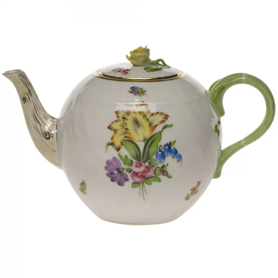 Printemps Multicolor Tea Pot With Rose 36 Oz 5.5 in H