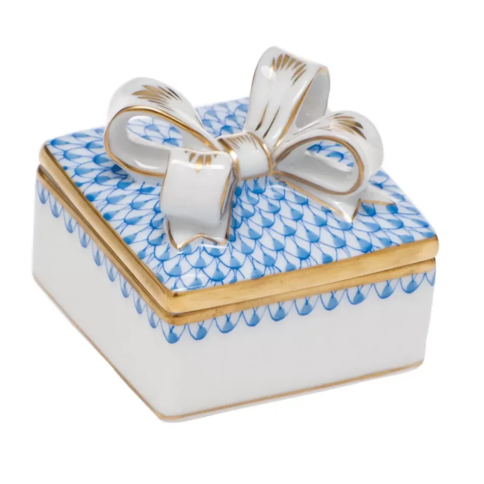 Box With Bow Blue 2 in L X 1.75 in H