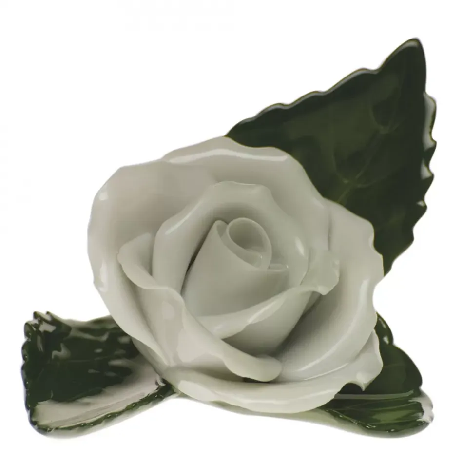 Rose On Leaf White 3 in L X 2 in W