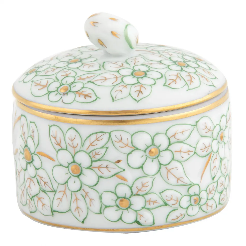 Round Relief Box With Berry Green 2 in H X 2 in D