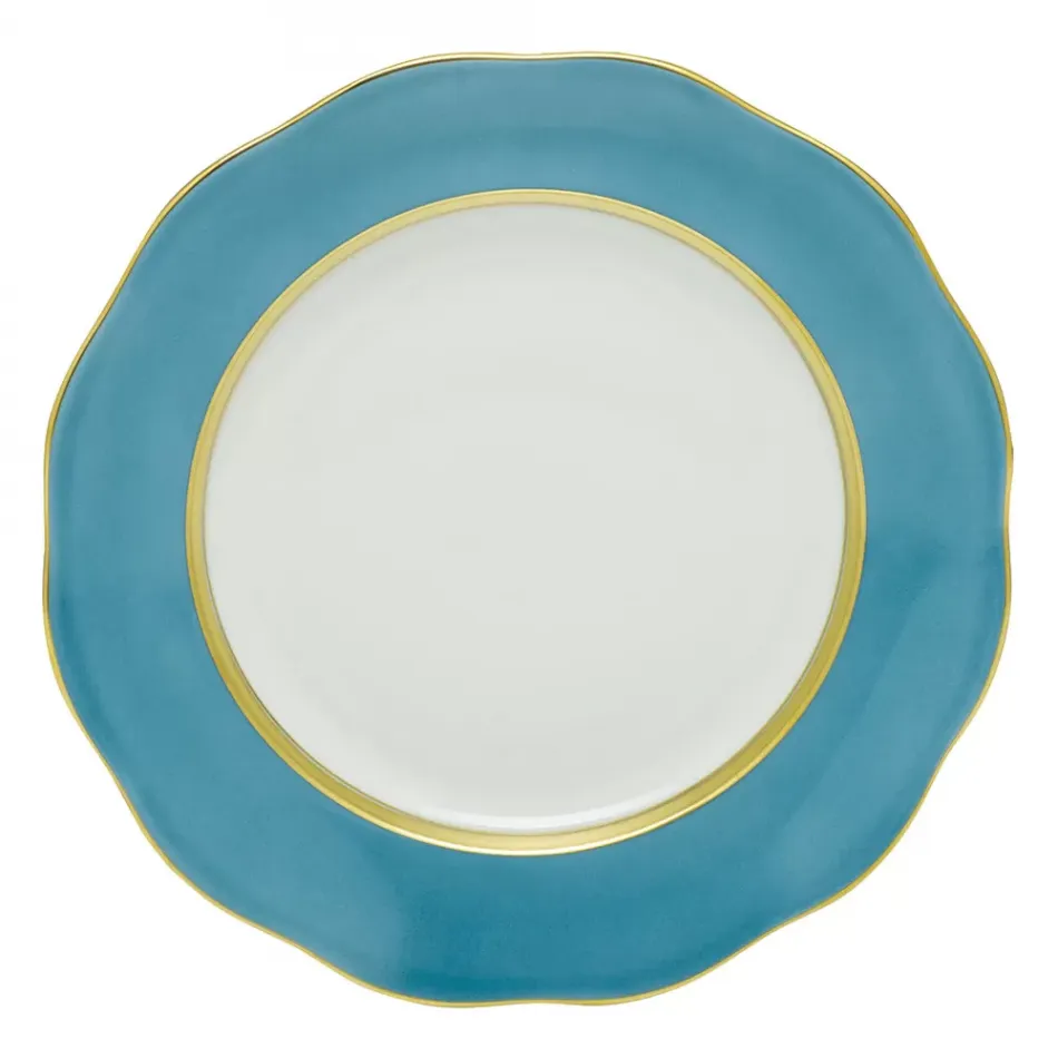 Silk Ribbon Turquoise Dessert Plate 8.25 in D