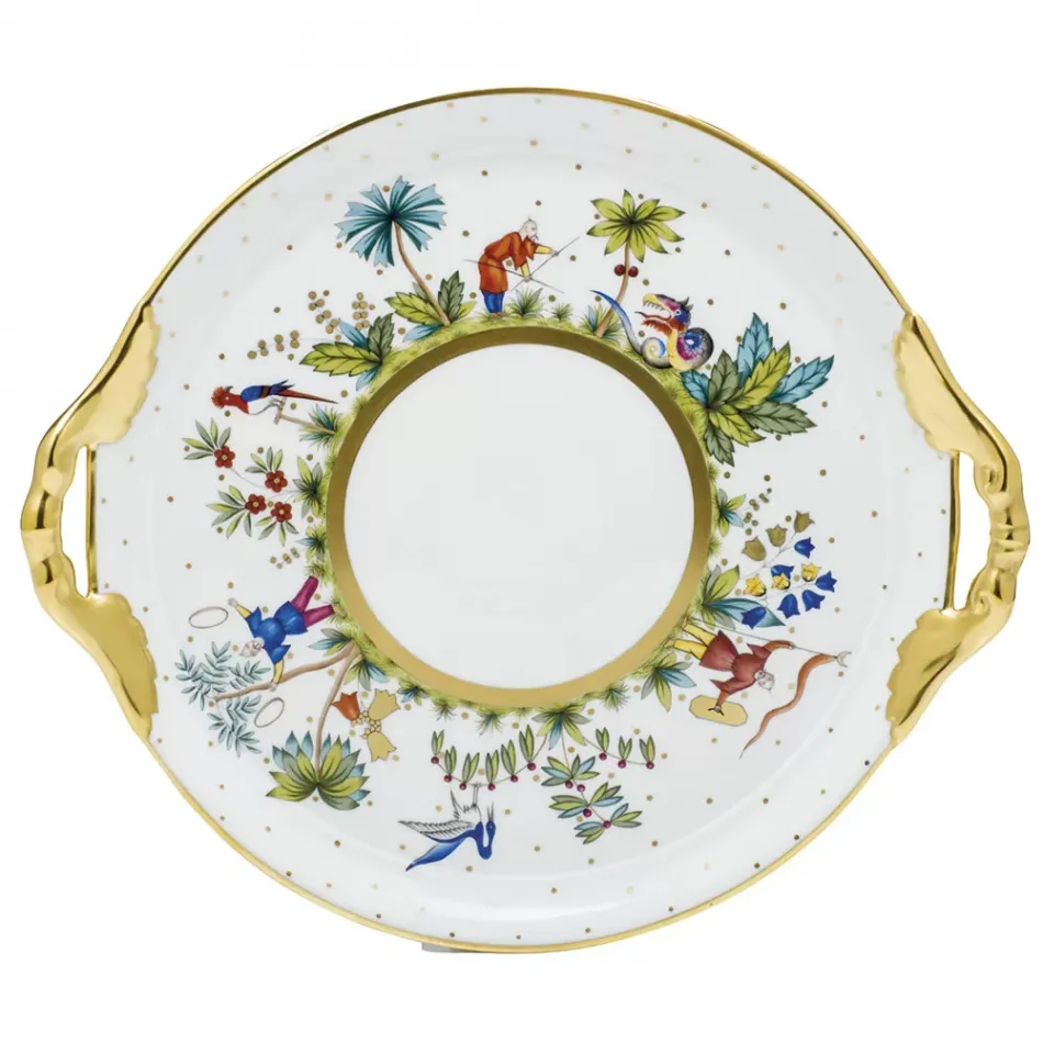 Asian Garden Multicolor Cake Plate 12.75 in D