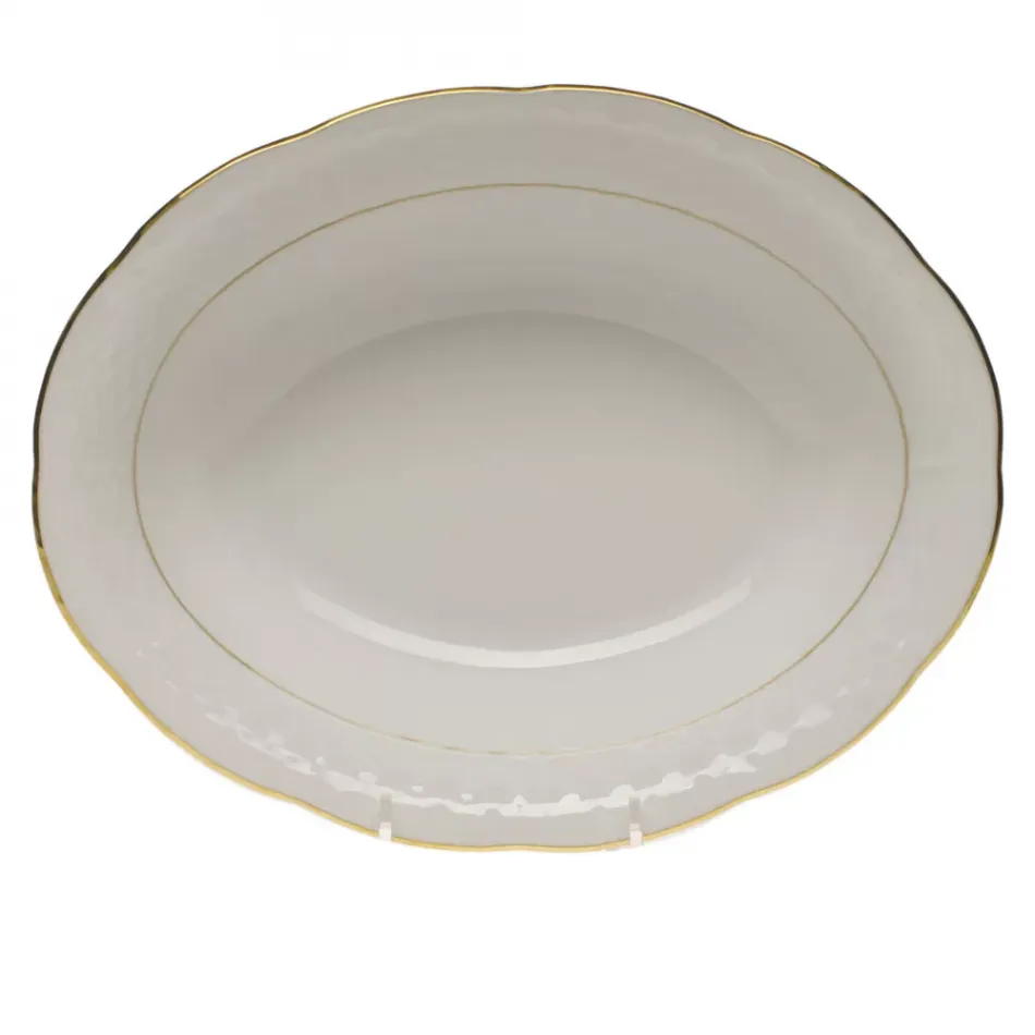 Golden Edge Oval Vegetable Dish 10 in L X 8 in W