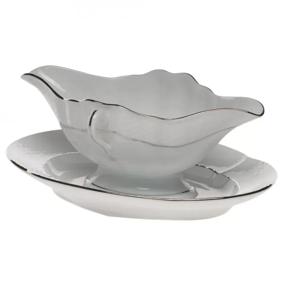 Platinum Edge Platinum Gravy Boat With Fixed Stand 0.75Pt