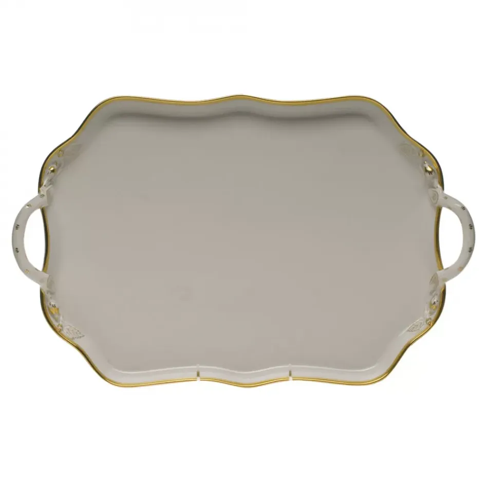 Gwendolyn Gold Rectangular Tray With Handles 18 in L