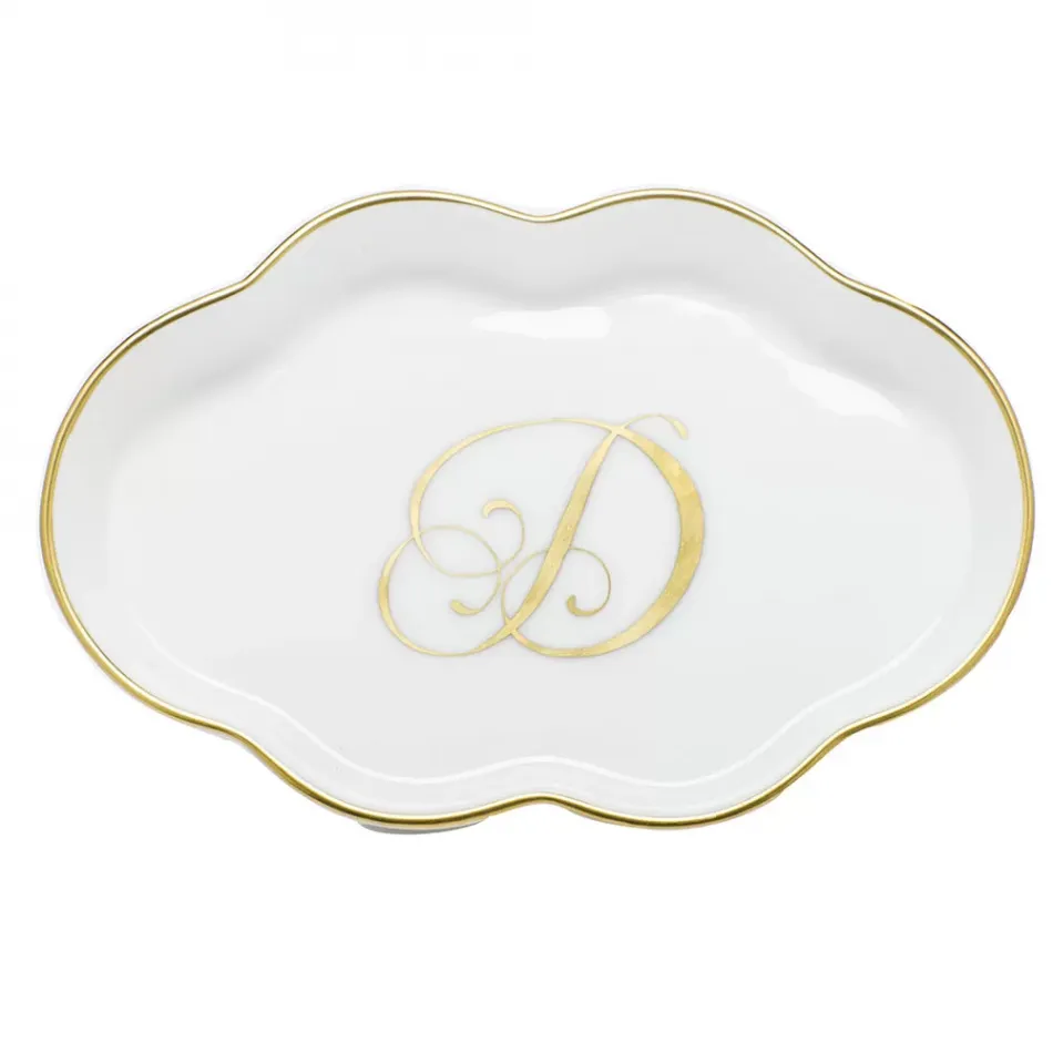 Scalloped Tray With Monogram Gold 5.5 in L