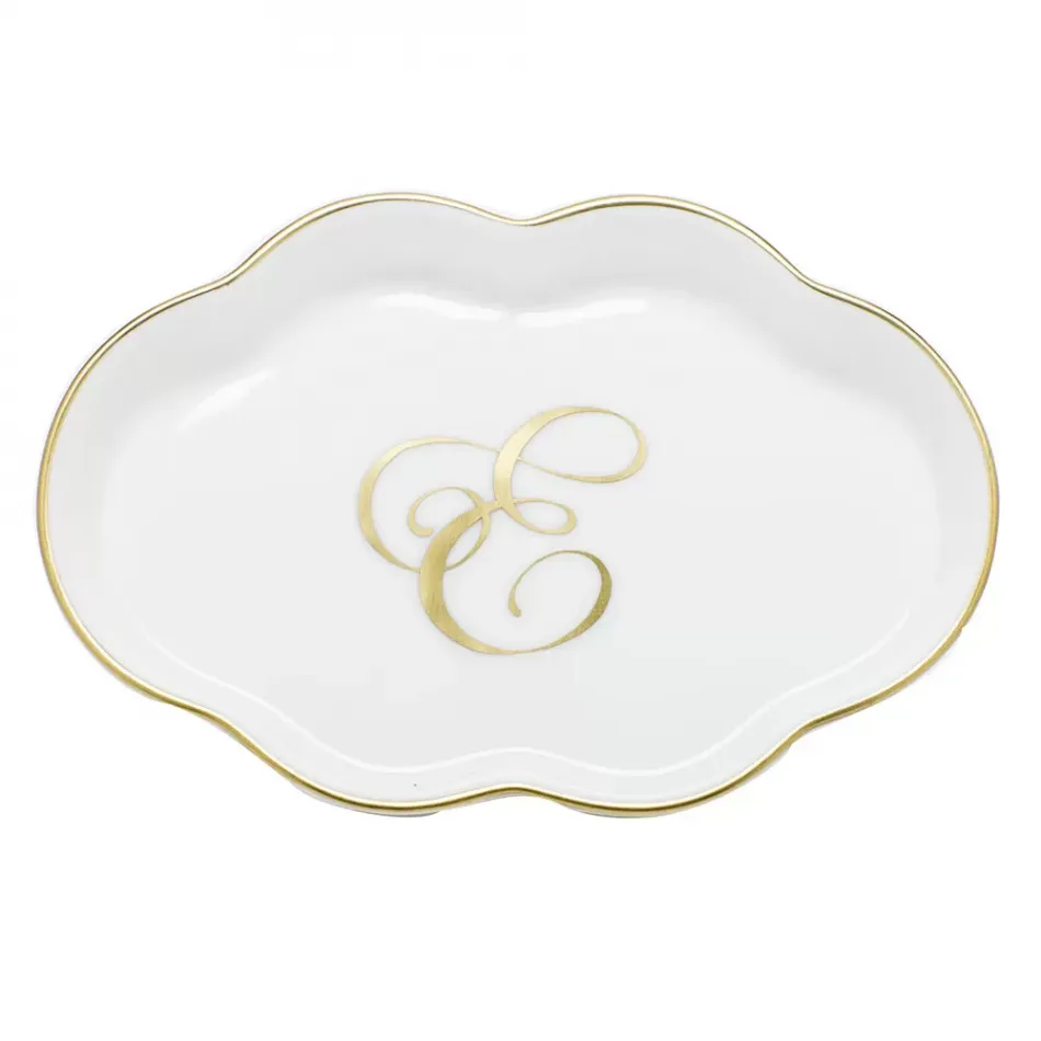 Scalloped Tray With Monogram Gold 5.5 in L