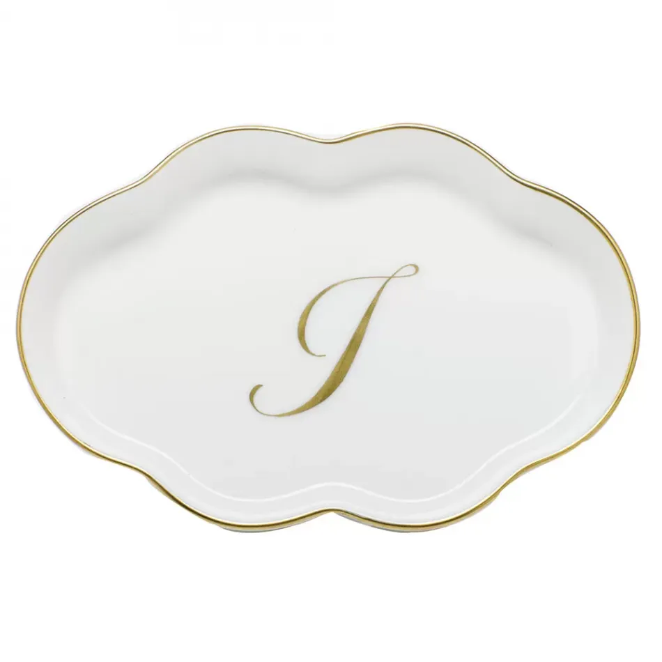 Scalloped Tray With Monogram Gold 5.5 in L