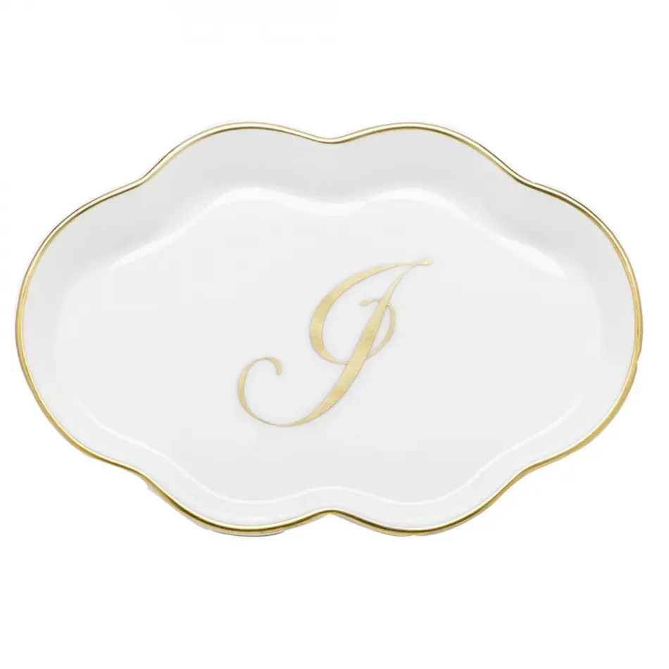 Scalloped Tray With Monogram Gold 5.5 in L