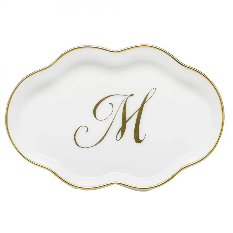 Scalloped Tray With Monogram Gold 5.5 in L