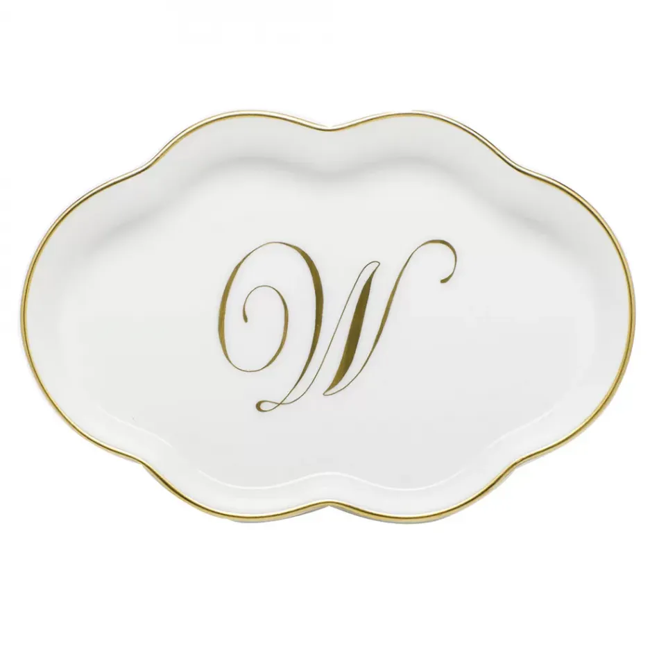 Scalloped Tray With Monogram Gold 5.5 in L