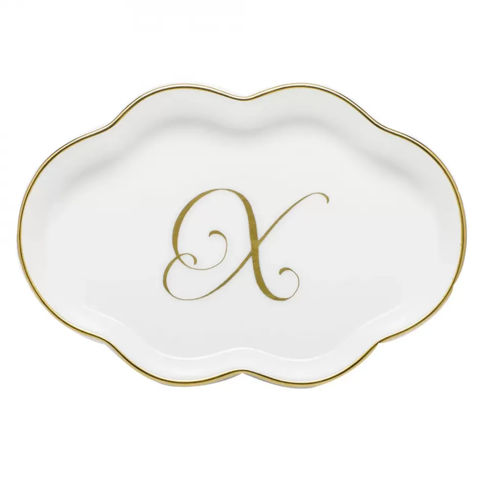 Scalloped Tray With Monogram Gold 5.5 in L