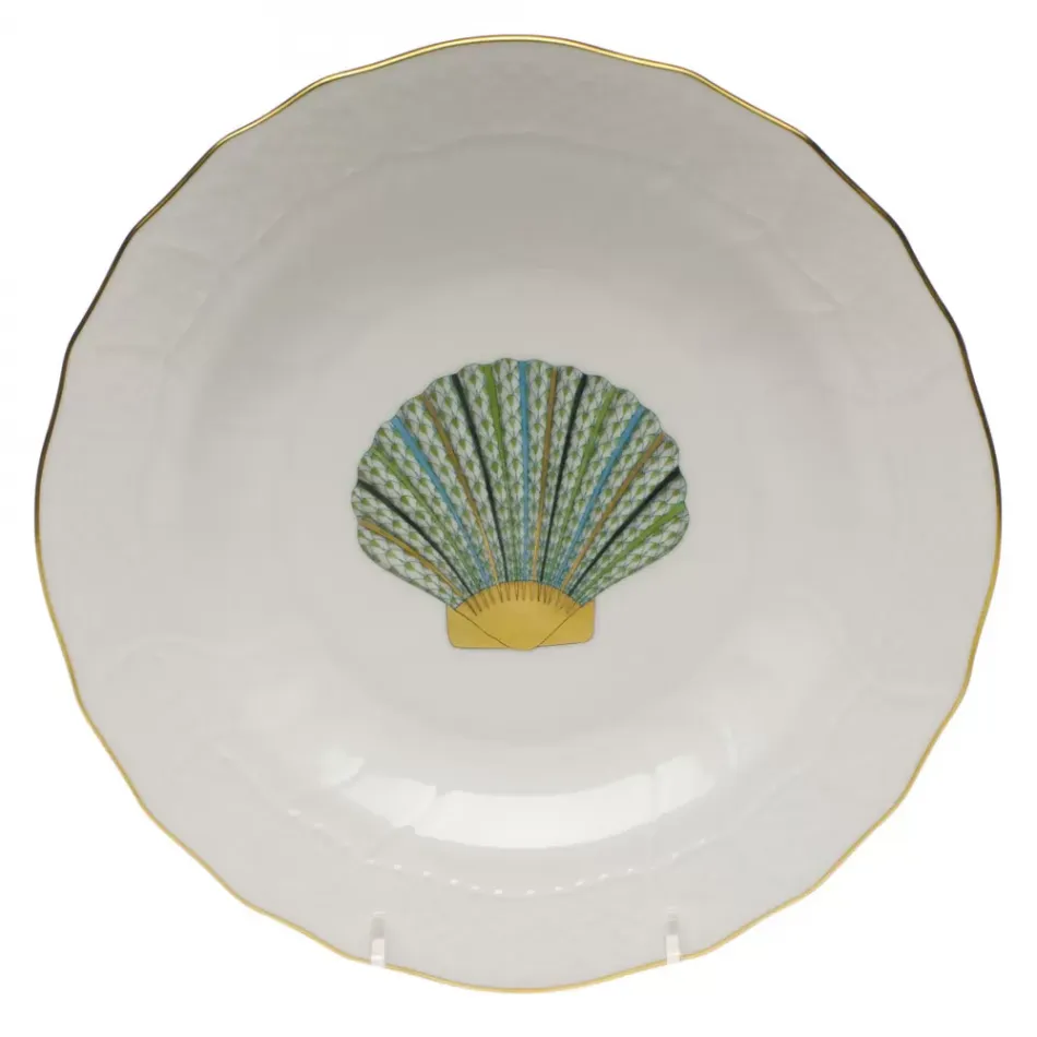 Aquatic Dessert Scallop Shell Green Dessert Plate 8.25 in D