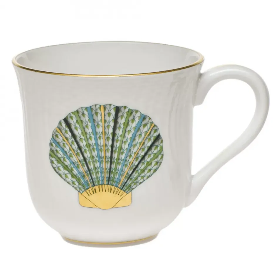 Aquatic Dessert Scallop Shell Green Mug 10 Oz 3.5 in H