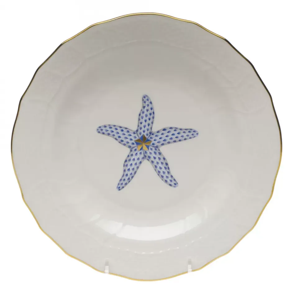 Aquatic Dessert Starfish Blue Dessert Plate 8.25 in D