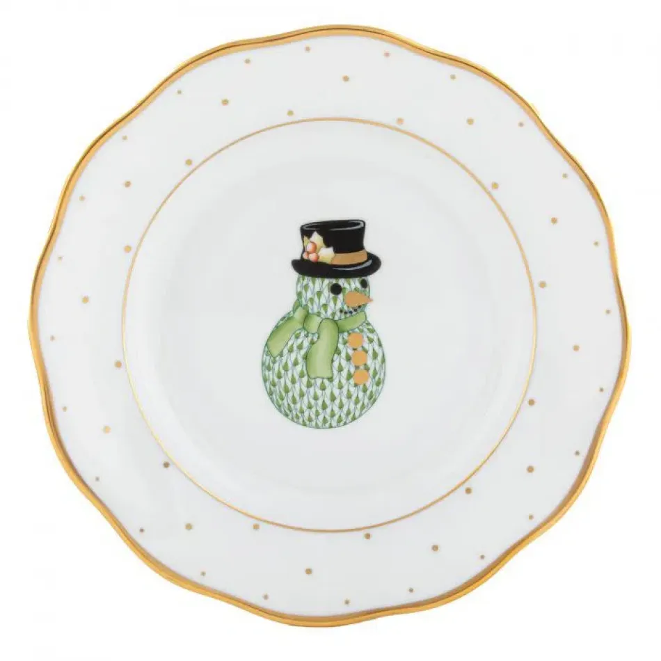 Christmas Dessert Snowman Forest Green Christmas Dessert Snowman 8.25 in D