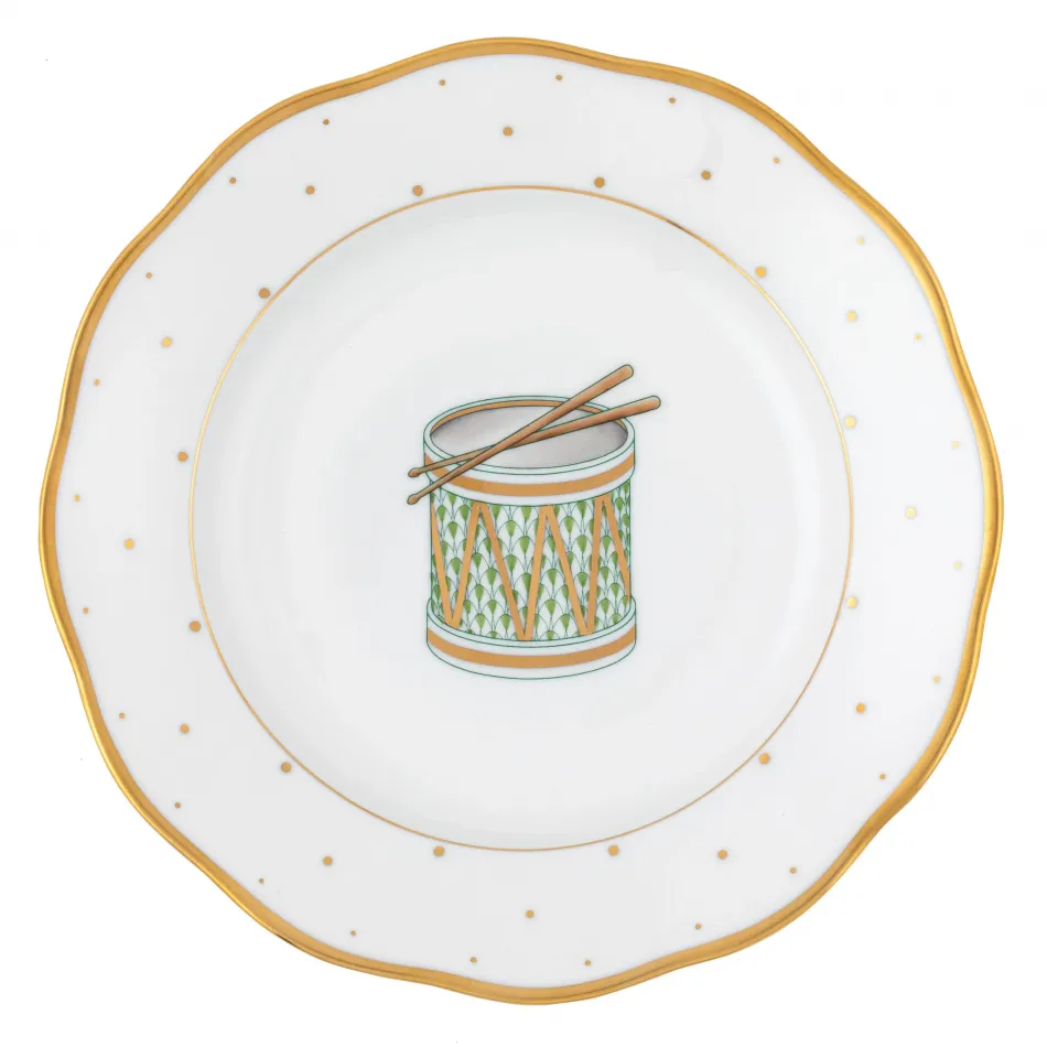 Christmas Drum Forest Green Dessert Plate