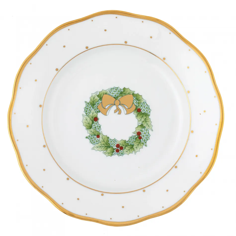 Christmas Wreath Forest Green Dessert Plate