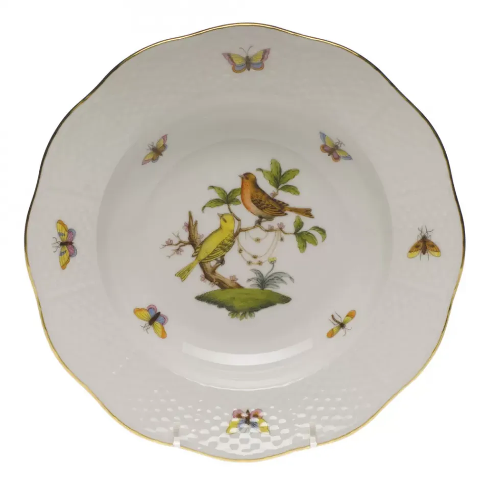 Rothschild Bird Motif 06 Multicolor Rim Soup Plate 8 in D