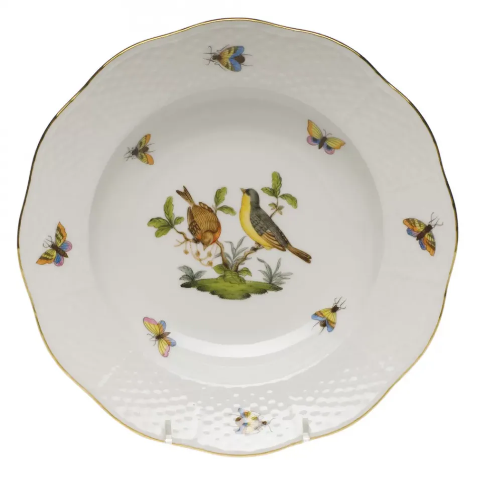 Rothschild Bird Motif 07 Multicolor Rim Soup Plate 8 in D