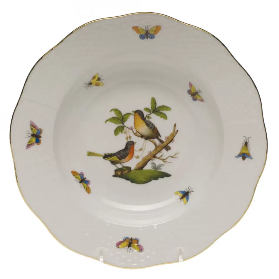 Rothschild Bird Motif 08 Multicolor Rim Soup Plate 8 in D