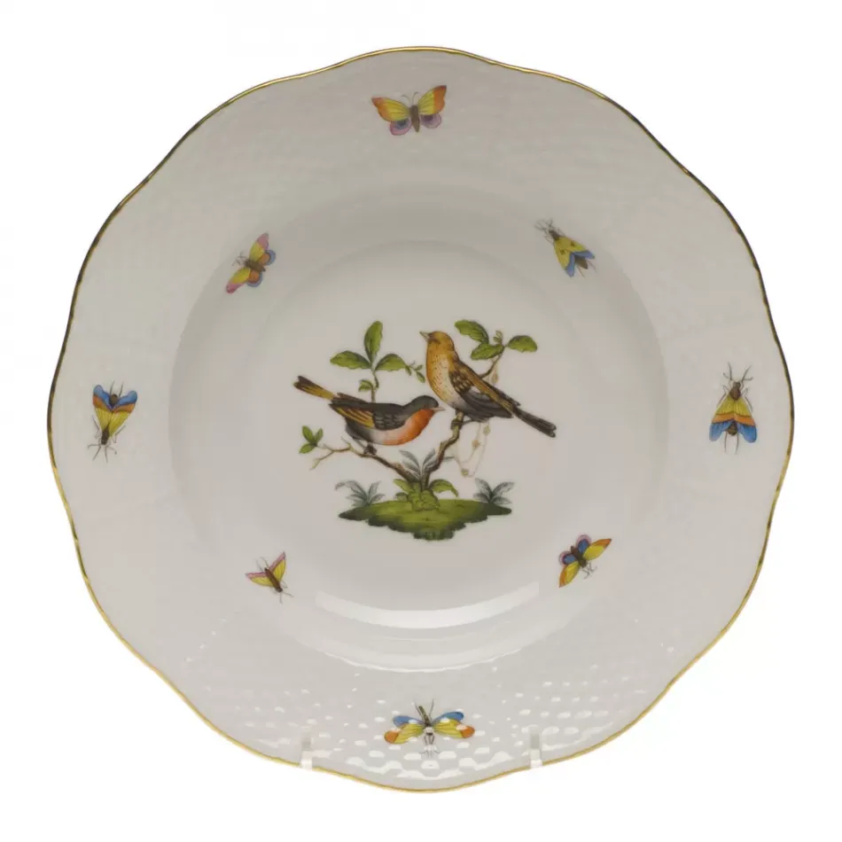 Rothschild Bird Motif 09 Multicolor Rim Soup Plate 8 in D