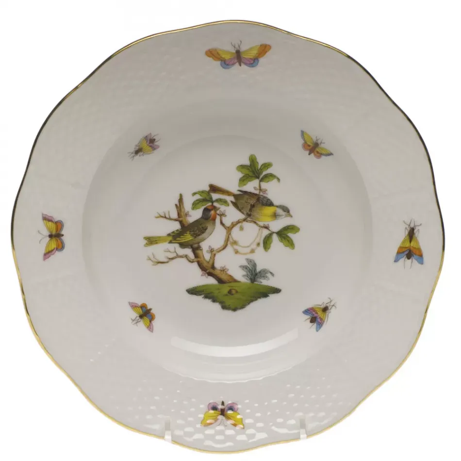 Rothschild Bird Motif 11 Multicolor Rim Soup Plate 8 in D