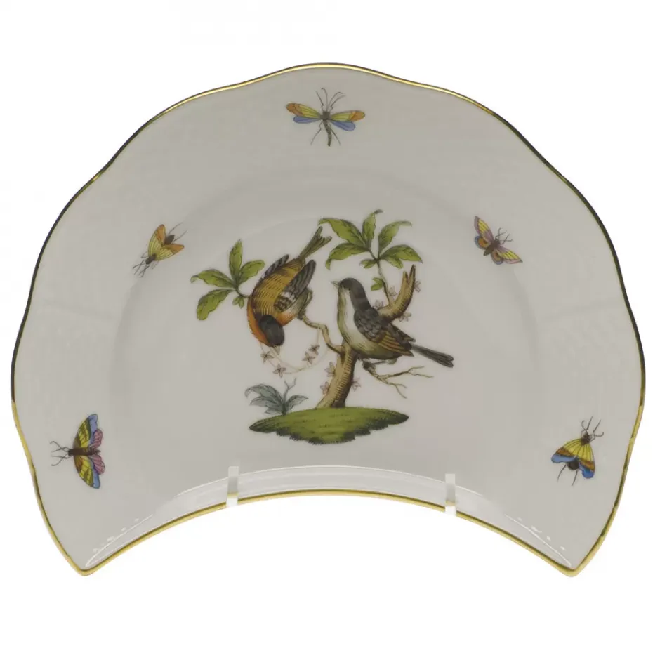 Rothschild Bird Multicolor Crescent Salad Plate 7.25 In L X 5 In W