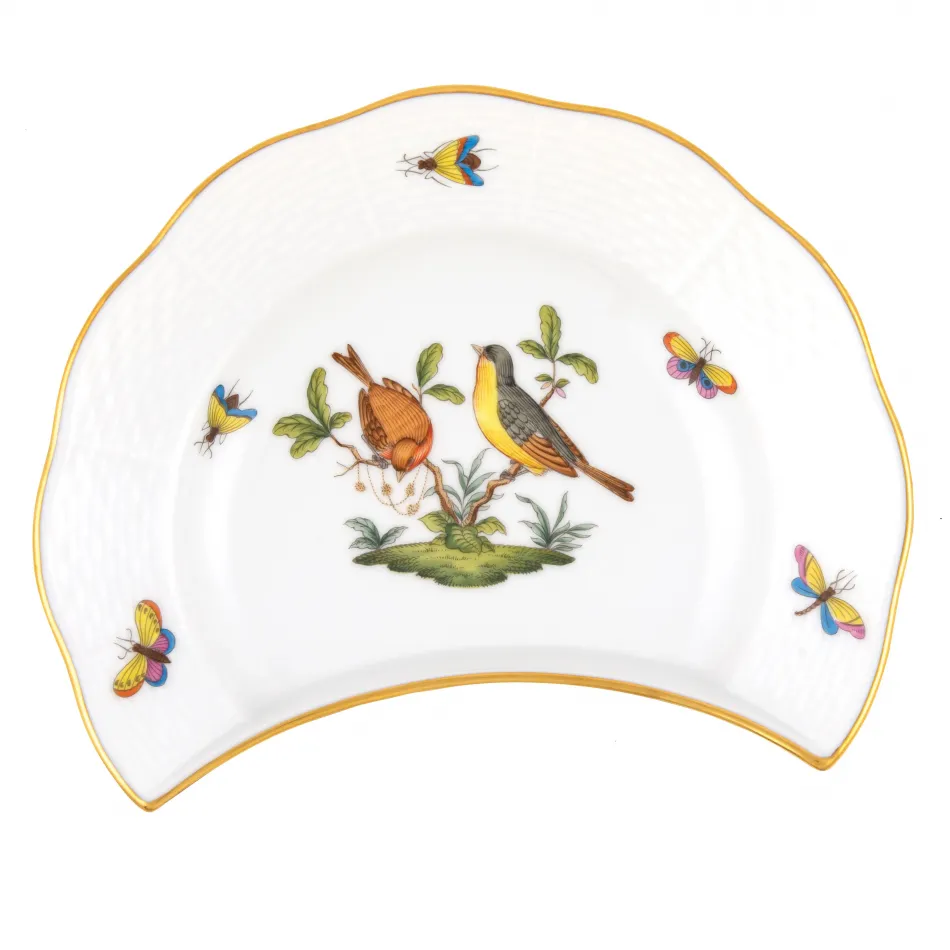 Rothschild Bird Multicolor Crescent Salad Plate Motif 07 7.25 in L X 5 in W