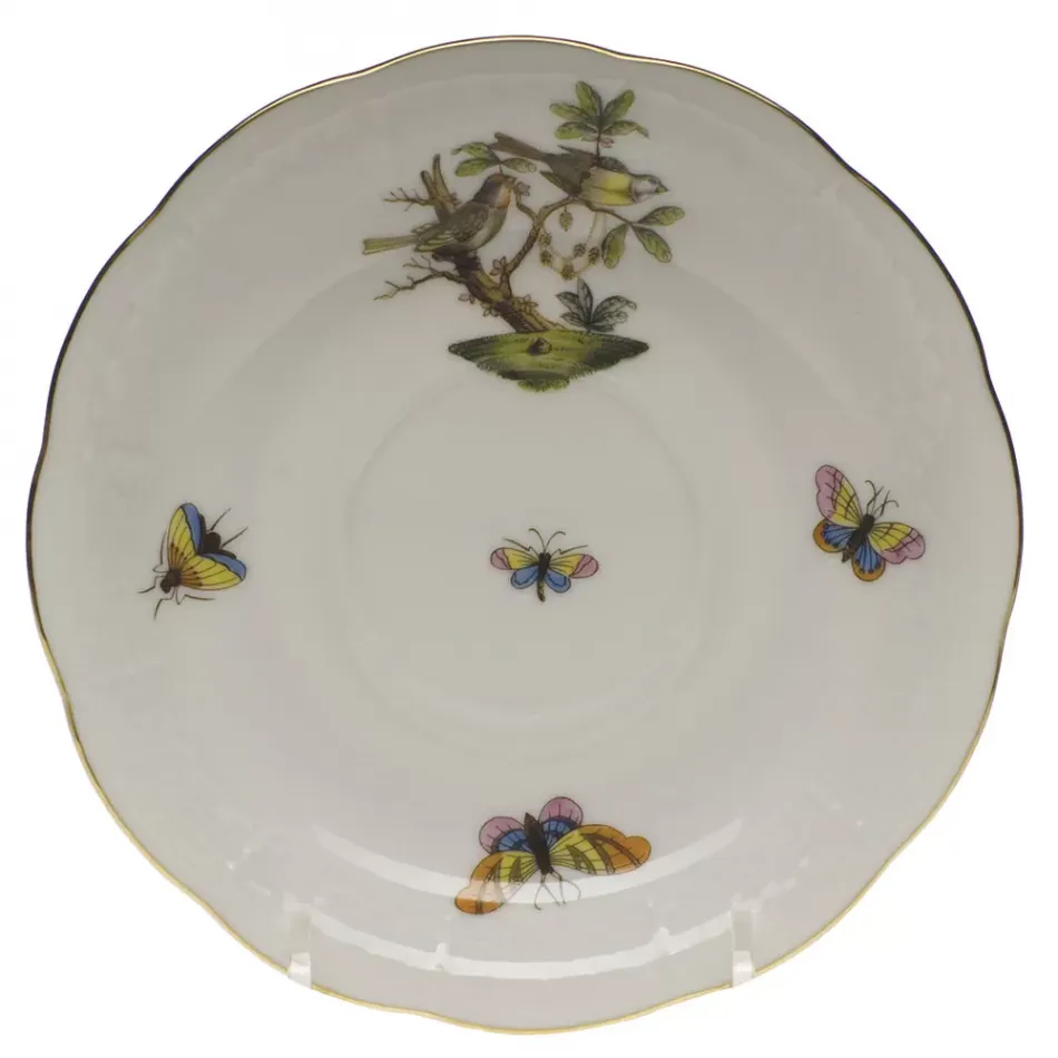 Rothschild Bird Motif 11 Multicolor Tea Saucer 6 in D